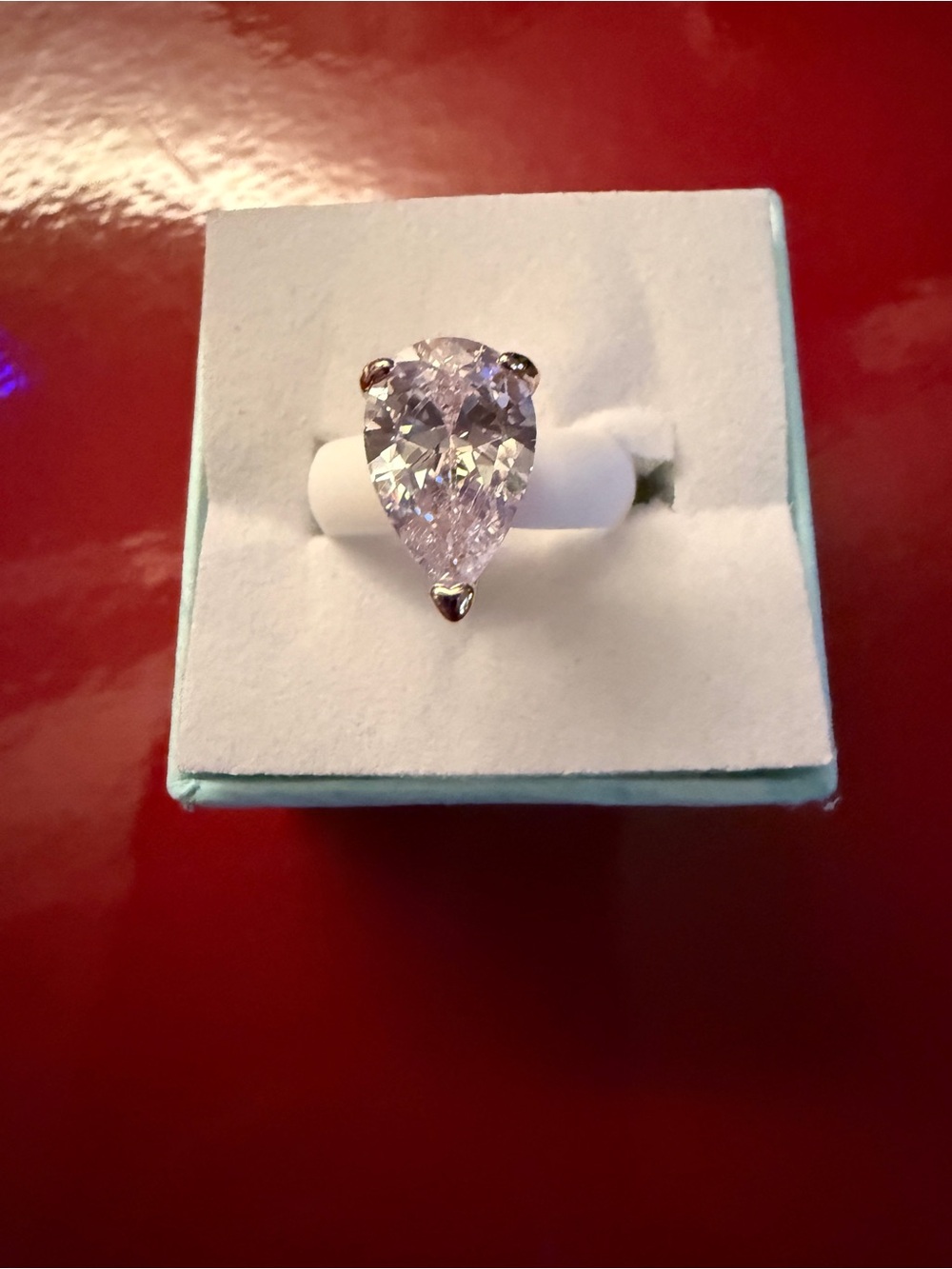Pear-Cut White Crystal Statement Ring - Women Jewelry